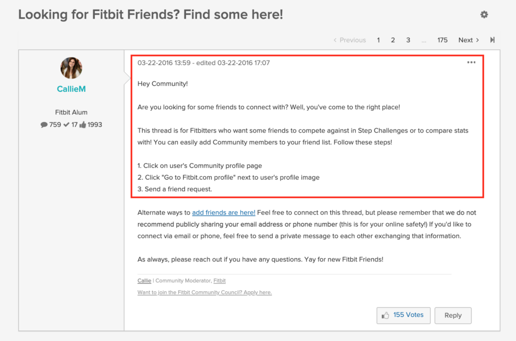 fitbit community reach out to collaborate with others